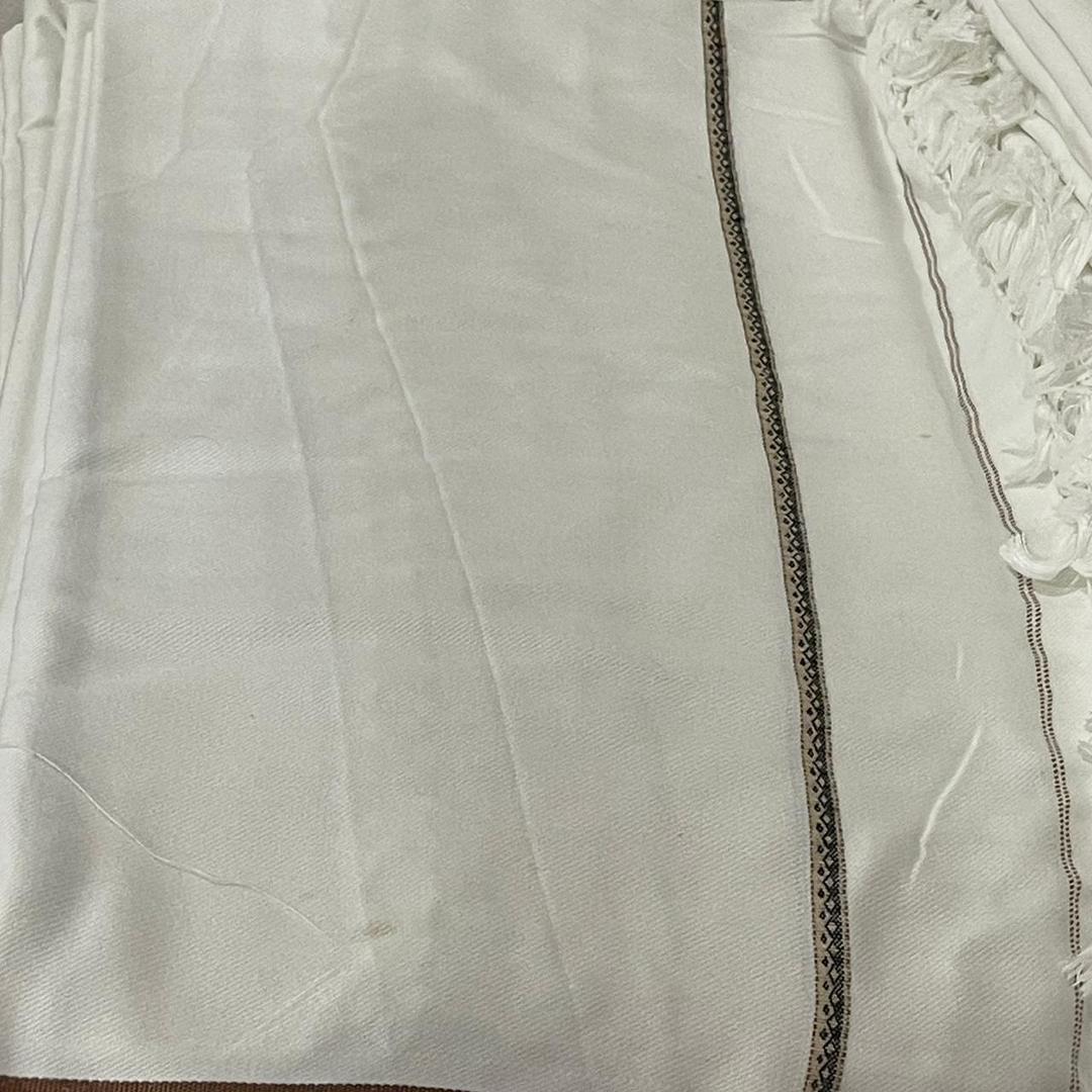 Luxury Wool Shawl - 1 Pc Plain White