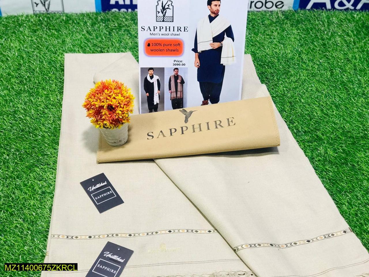 1 Pc Men's Woolen Plain Shawl