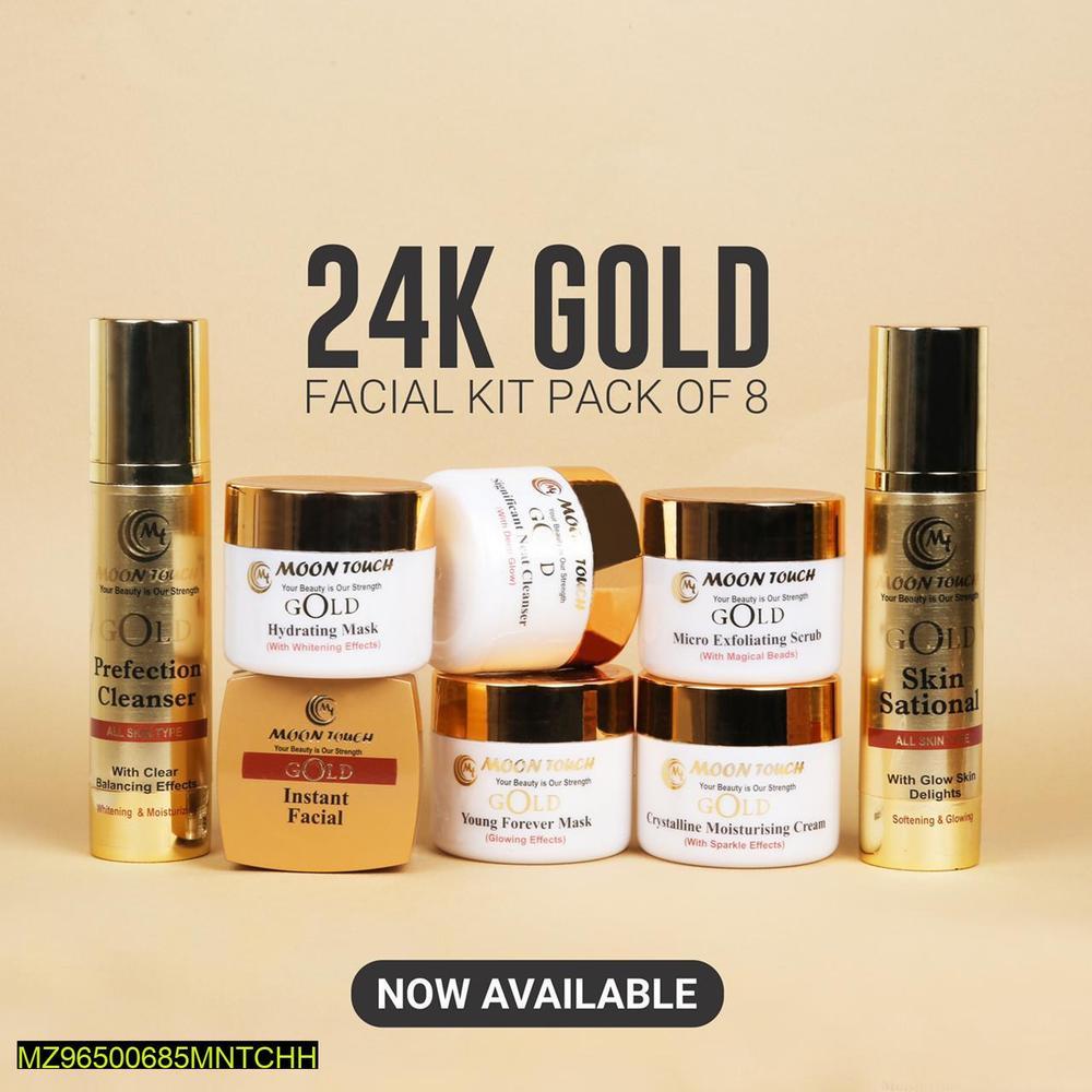 Moon Touch-Premium Gold Facial Set + Gold Skin Polish 150ml & FREE Hyaluronic Serum 20ml