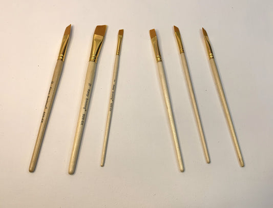 Pack of 6 Professional Angular Brush Set for Artists – Wooden Handle & Ultra-Soft Tapered Bristles | Multi-Purpose Brushes for Painting, Designing, Calligraphy & Craft | Ideal for Acrylic, Oil & Watercolors