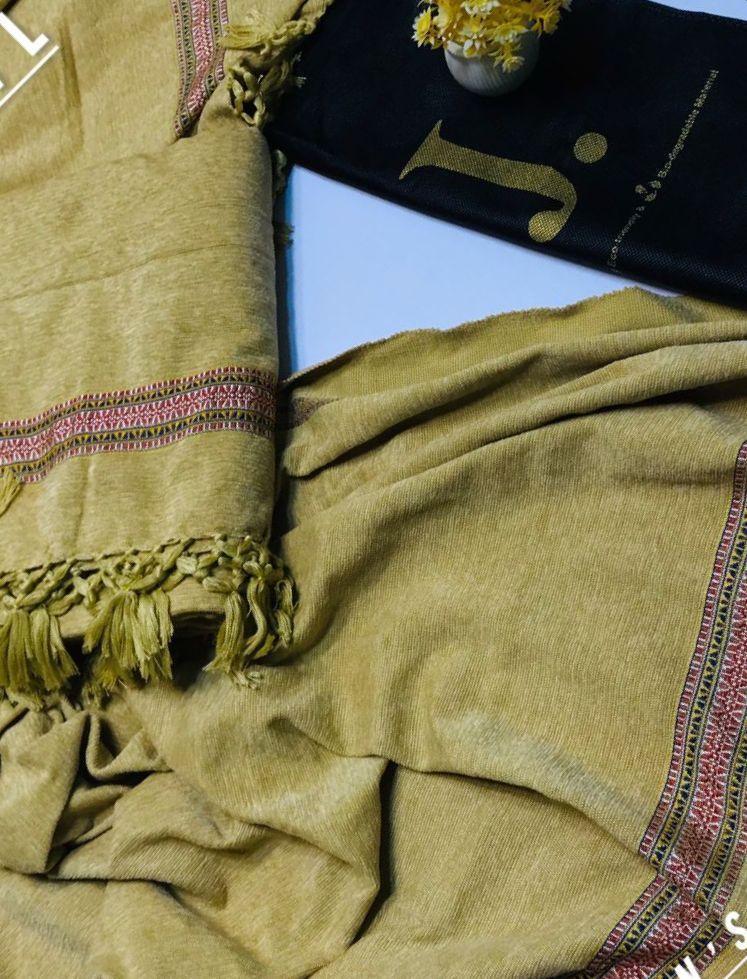 Luxurious Beige Velvet Shawl - 1 Piece Plain Pattern Wrap