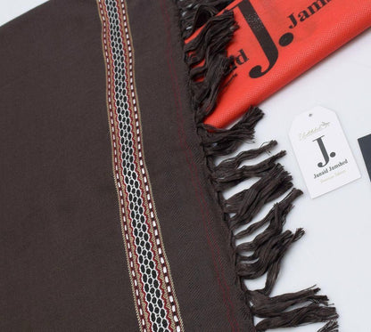 Brown Embroidered Wool Shawl - Luxurious and Stylish