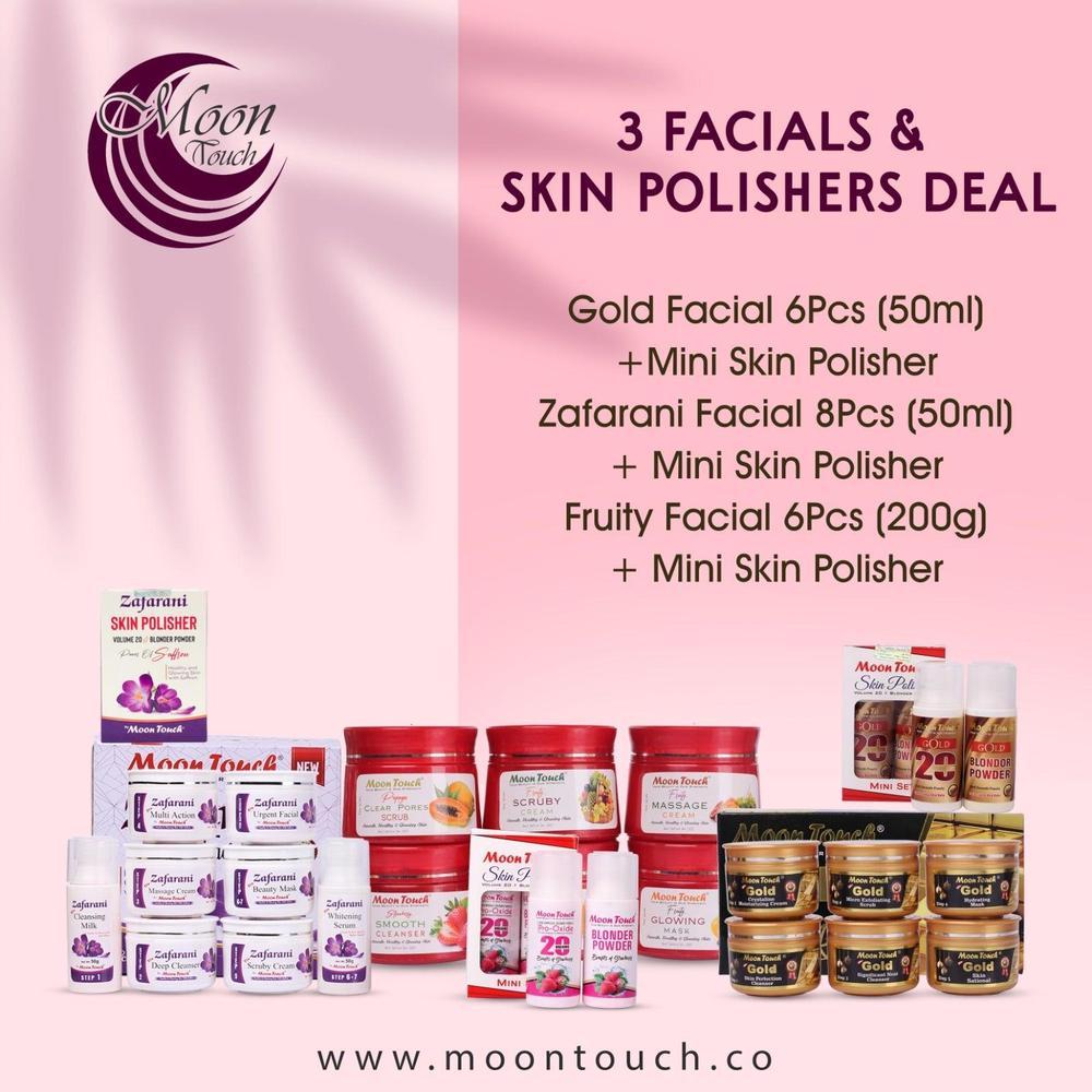 Moon Touch-3 Facials & Skin Polishers Deal + Free Sponge & FacialBand