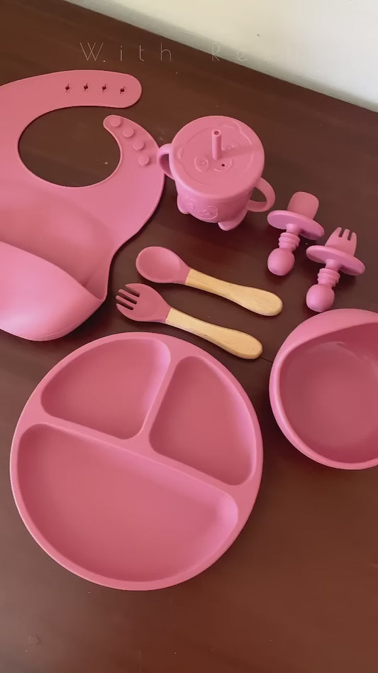 Premium Silicone Baby Feeding Set (6-Piece) – BPA-Free, Suction Base & Ergonomic Design for Self-Feeding (green)